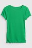 Green Ribbed-Knit T-Shirt