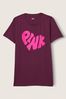 Victoria's Secret PINK Rich Maroon Pink Graphic Cotton Short Sleeve Campus T-Shirt