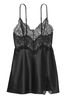 Victoria's Secret Black Satin Lace Slip Dress