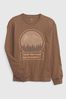 Brown 3D Graphic Long Sleeve T-Shirt