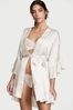 Victoria's Secret Coconut White Flounce Satin Robe