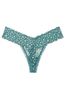 Victoria's Secret French Sage Green Twinkling Stars Foil Print Thong Lace Knickers