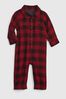Red & Black Flannel Check Long Sleeve Baby Romper