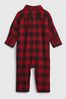 Red & Black Flannel Check Long Sleeve Baby Romper
