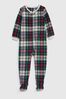 Green, Red & White Check Print Pyjama Footed Toddler Sleepsuit