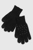 Black CashSoft Rhinestone Gloves