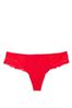 Victoria's Secret PINK Red Pepper No Show Lace Trim Thong Knickers