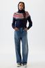 Navy & Red Relaxed Forever Cosy Fair Isle Turtle Neck Jumper