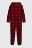 Red & Black Check Hooded All in One