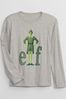 Grey Elf Graphic Crew Neck Long Sleeve T-Shirt