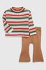 Red, Green & Brown CashSoft Knit Stripe Jumper and Leggings Set