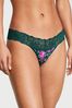 Victoria's Secret Black Ivy Green Moody Roses Posey Lace Waist Thong Knickers