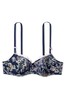 Victoria's Secret Ensign Navy Blue Embroidered Unlined Balcony Bra