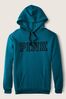 Victoria's Secret PINK Blue Coral with Logo Fleece Pullover Campus Hoodie