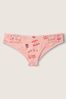 Victoria's Secret PINK Rosy Nectarine with Santa Smiles Pink Cotton Strappy Logo Cheeky Knickers
