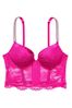 Victoria's Secret Fuchsia Frenzy Pink Corset Bombshell Add 2 Cups Shine Strap Corset Bra Top