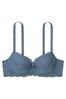 Victoria's Secret Storm Blue Smooth Lace Wing Lightly Lined Demi Bra
