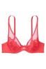 Victoria's Secret Wild Watermelon Red Lace Longline Unlined Demi Bra