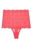 Victoria's Secret Wild Watermelon Red Lace High Waist Thong Panty