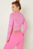 Victoria's Secret PINK Tie Dye Pink Long Sleeve Crop T-Shirt