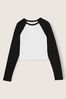 Victoria's Secret PINK Black and White Long Sleeve Crop T-Shirt