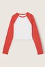 Victoria's Secret PINK Red and White Long Sleeve Crop T-Shirt