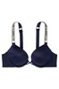 Victoria's Secret Noir Navy Blue Add 2 Cups Shine Strap Smooth Push Up Bra