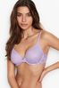 Victoria's Secret Orchid Bloom Purple Lace Trim Lightly Lined Full Cup Bra