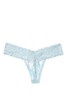 Victoria's Secret Tie Dye Light Aqua Blue Cotton Lace Waist Thong Panty