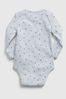Blue 3 Pack Long Sleeve Baby Bodysuits