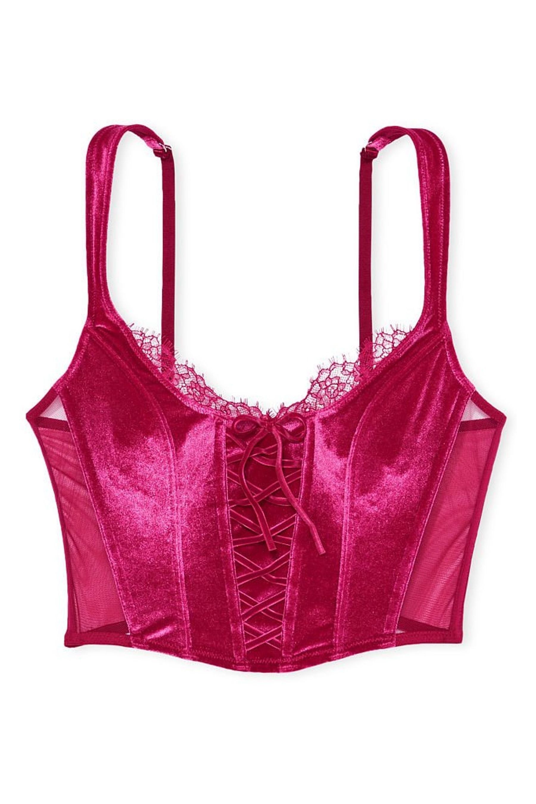 Buy Victoria's Secret Unlined LaceUp Velvet Corset Top from the