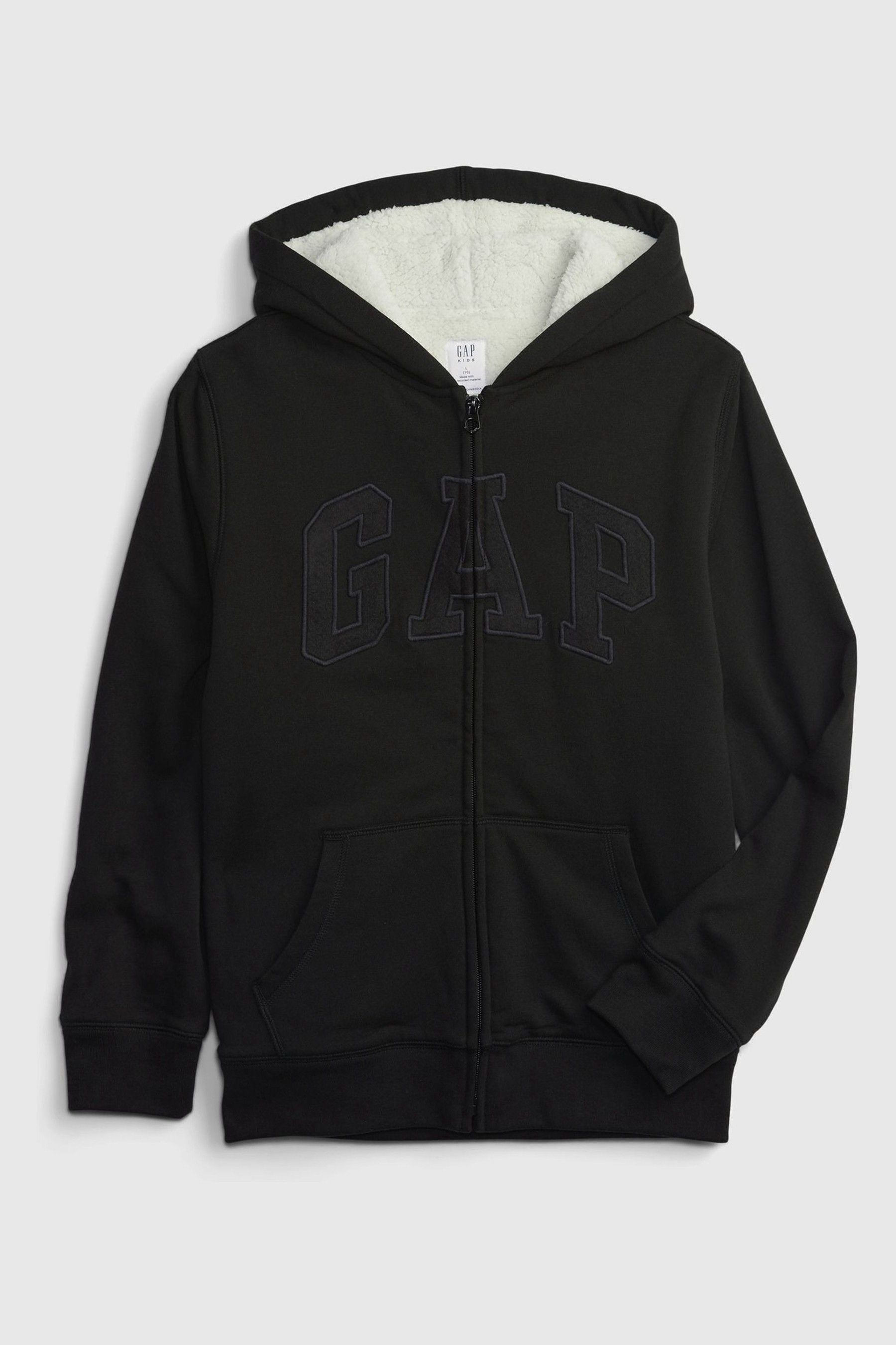 Buy Black Logo Sherpa Lined Hoodie from the Gap online shop