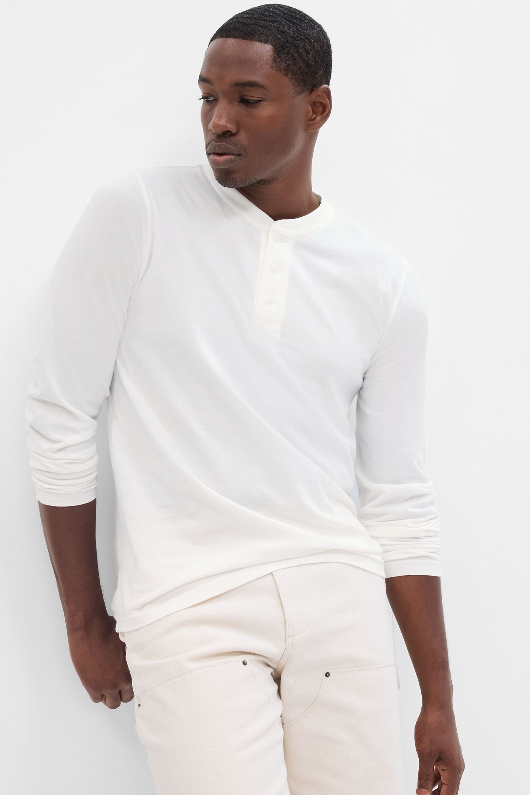 Buy Gap Everyday Soft Henley Long Sleeve T-Shirt from the Gap online shop