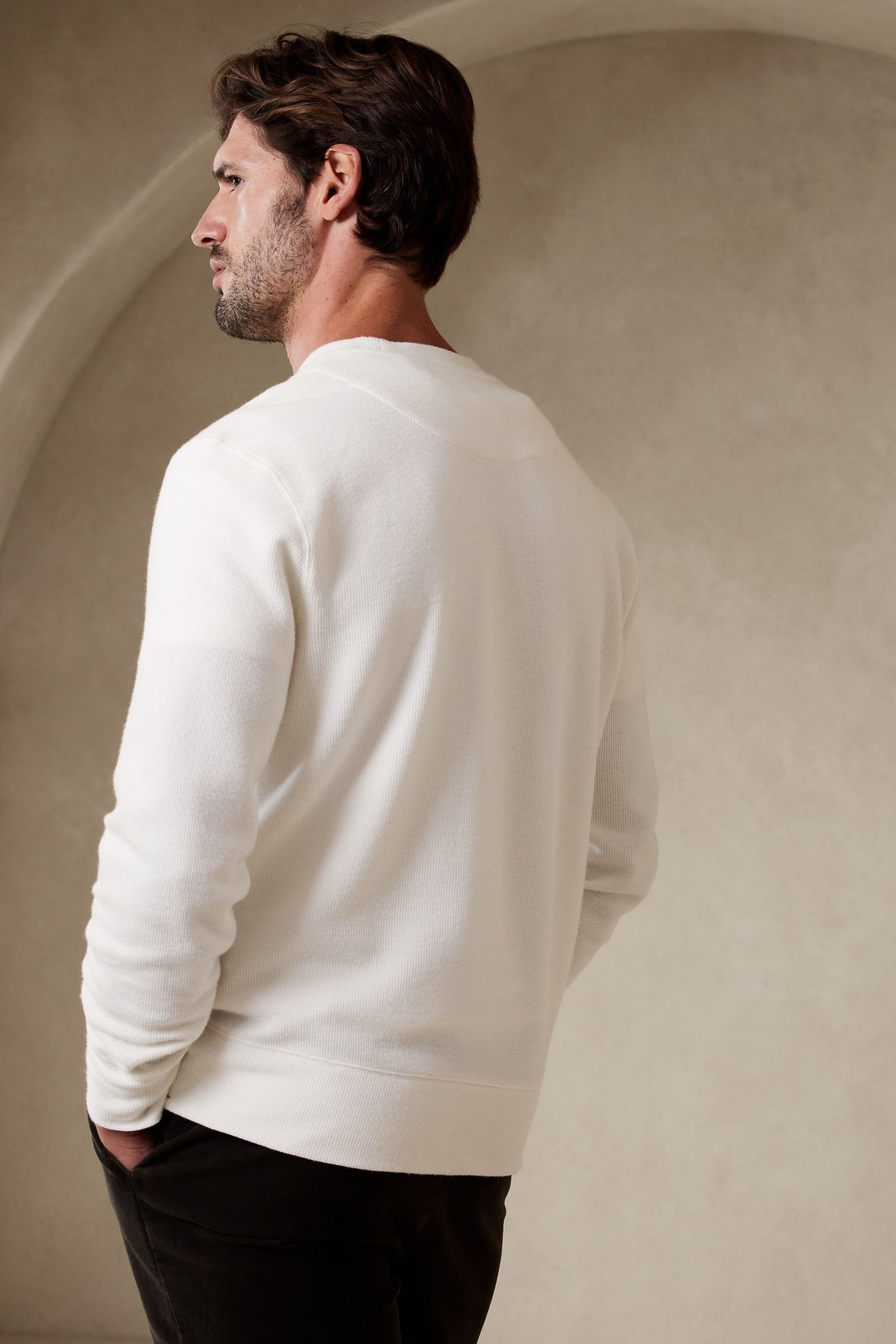 Buy Banana Republic Brushed WaffleKnit Long Sleeve Crew Neck TShirt