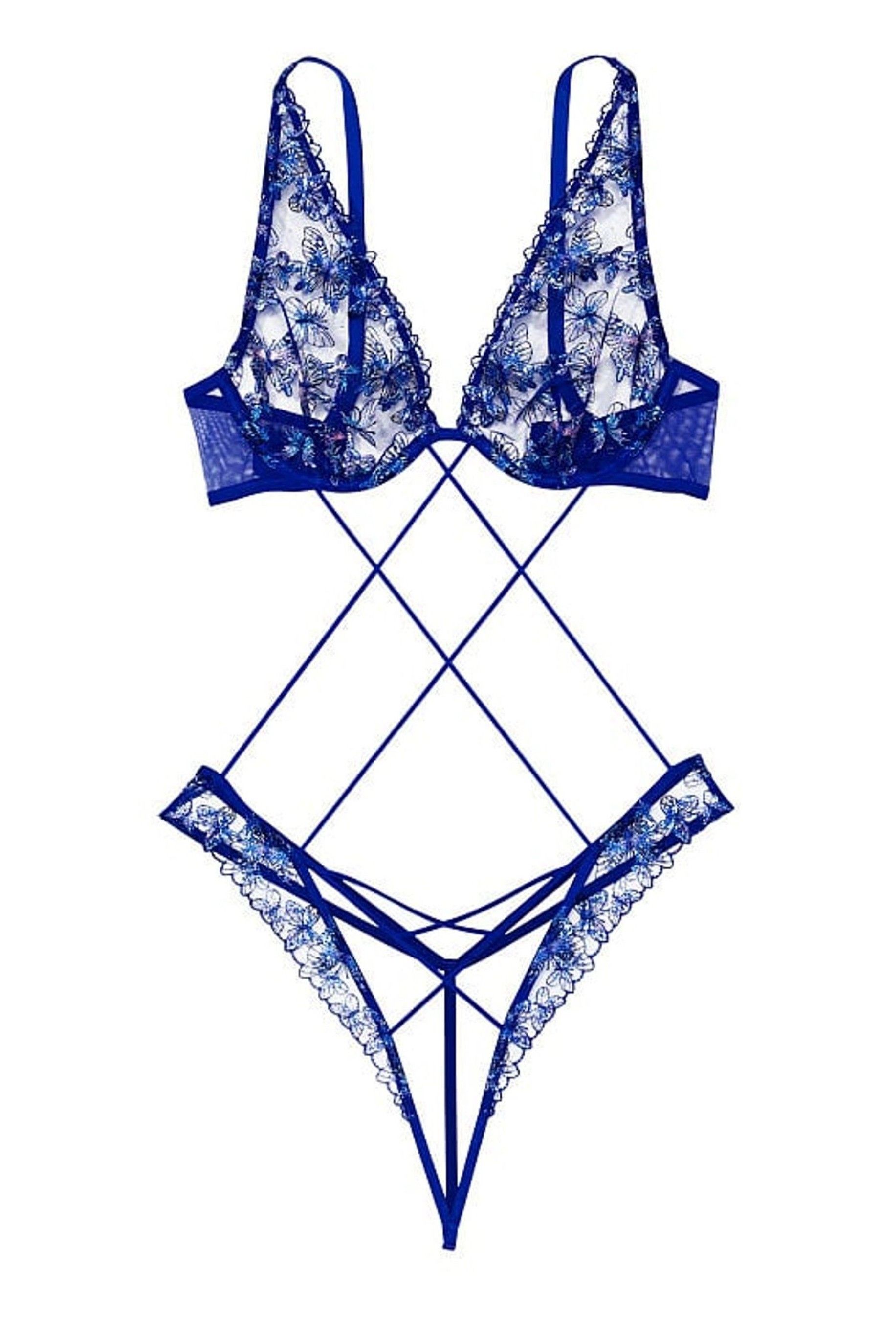 Victoria's Secret Butterfly Embroidery Strappy Crotchless Body ...