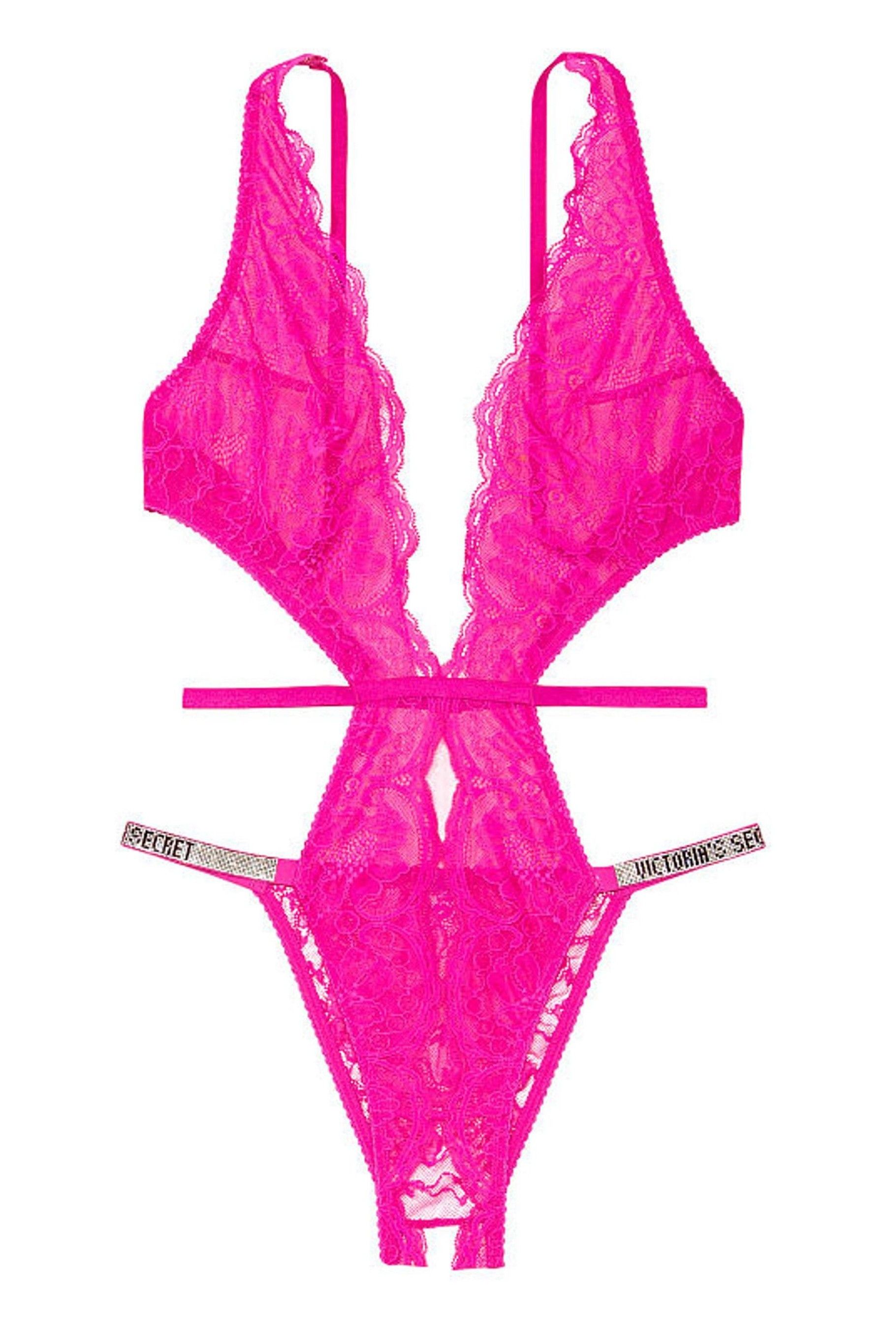 Buy Victoria's Secret Shine Strap Lace Crotchless Bodysuit from the ...