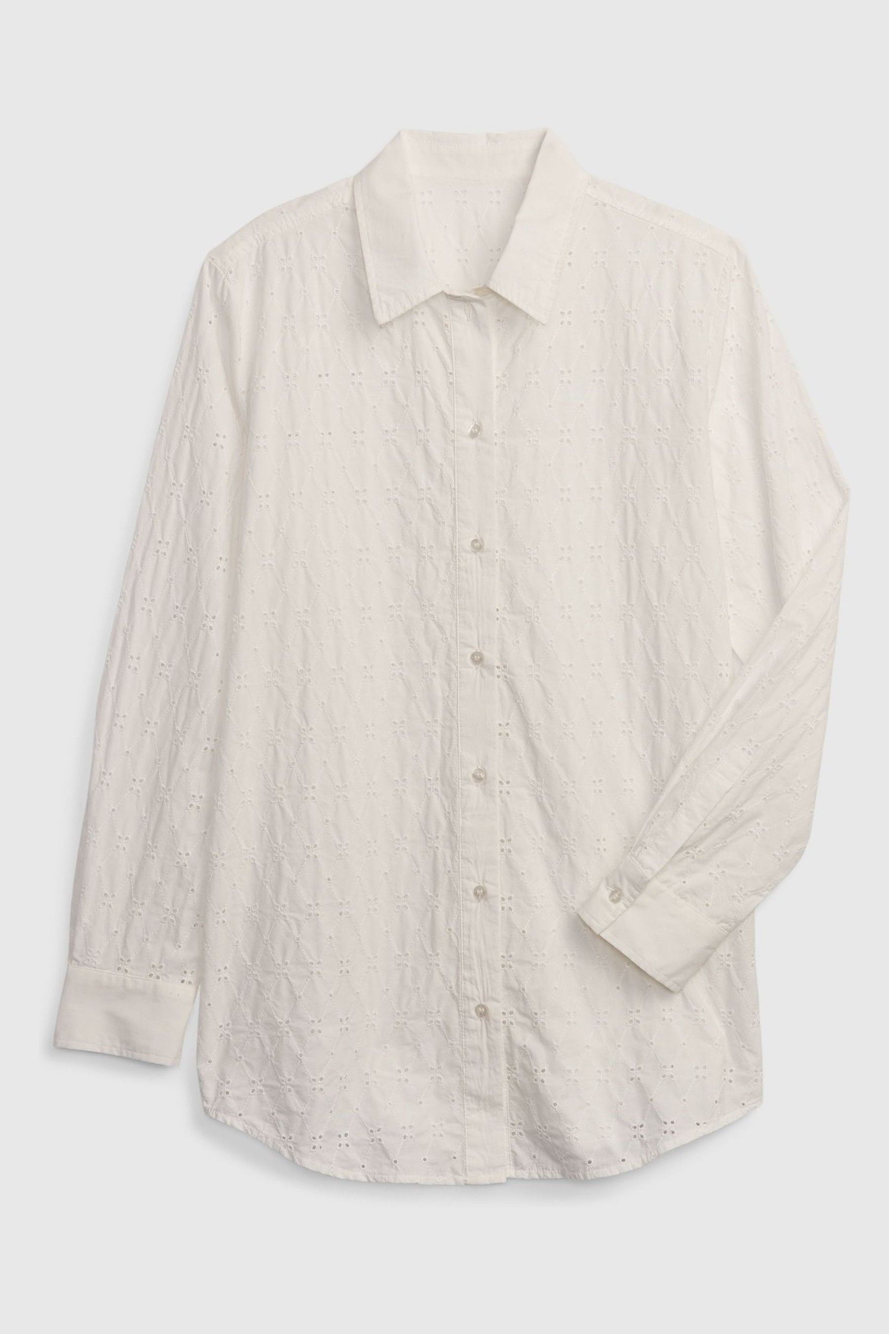 Buy Gap Broderie Long Sleeve Boyfriend Shirt from the Gap online shop