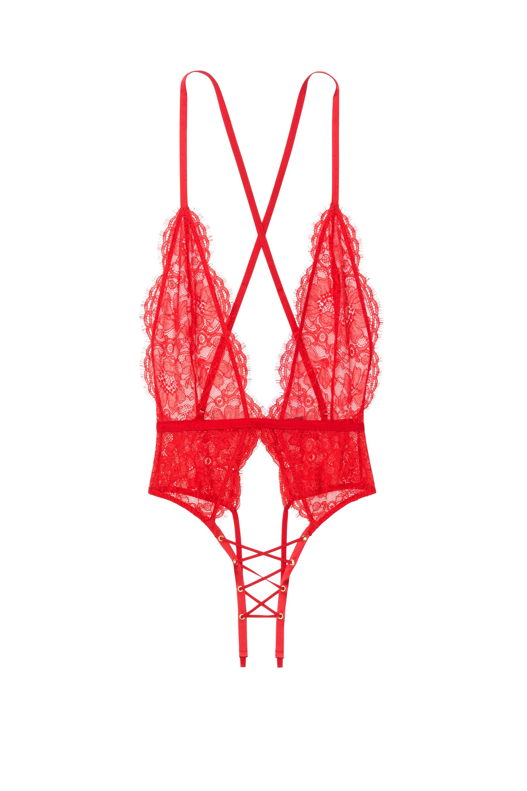 Buy Victoria's Secret Lace Plunge Crotchless Bodysuit from the Victoria