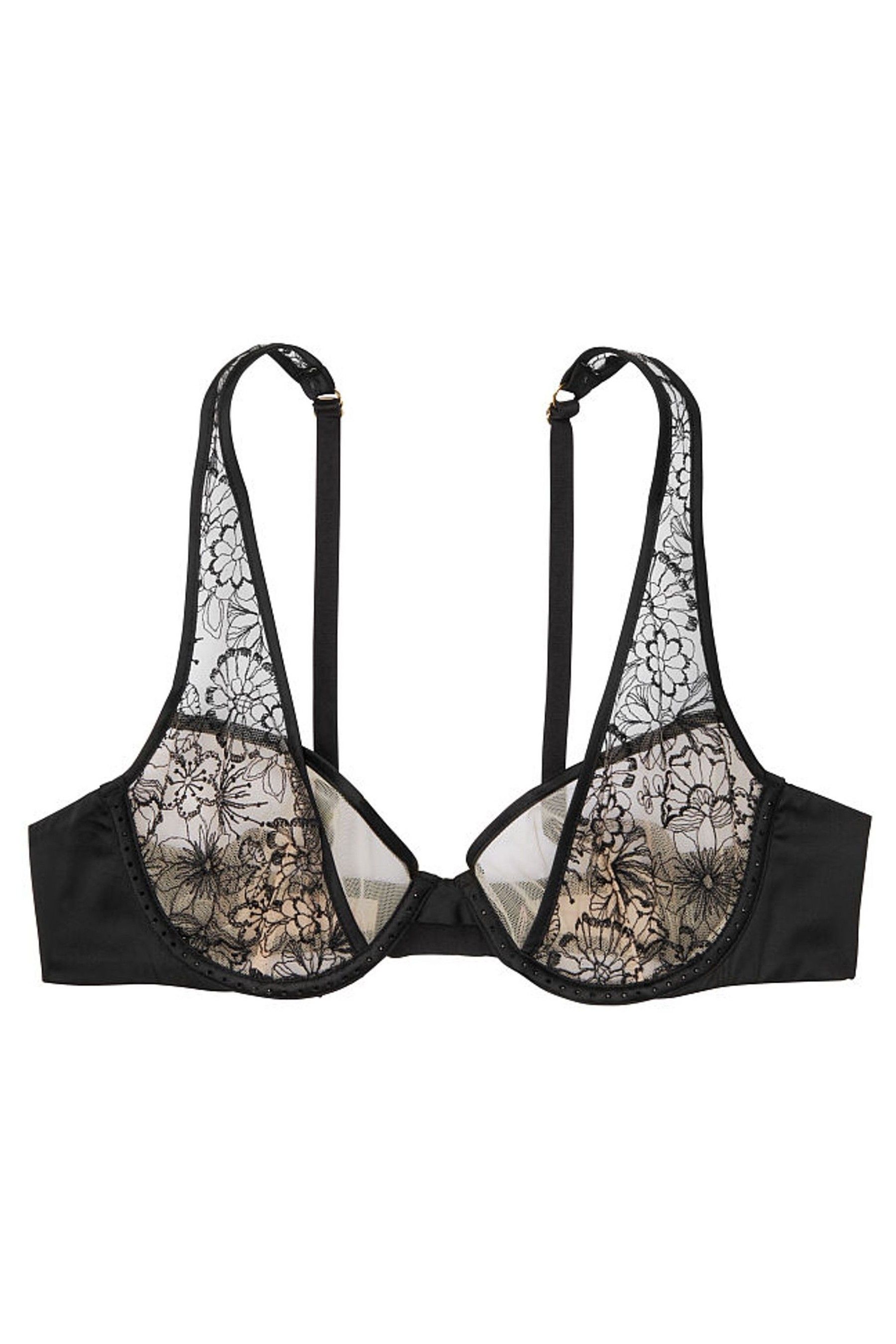 Buy Victoria's Secret Unlined Floral Embroidered Plunge Bra from the ...