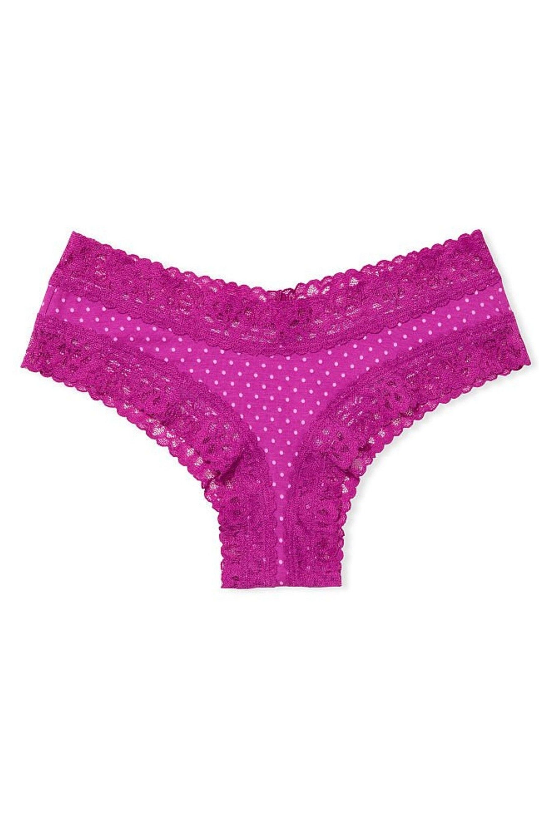 Victoria's Secret Very Berry Mini Dots Lace Waist Cotton Cheeky ...