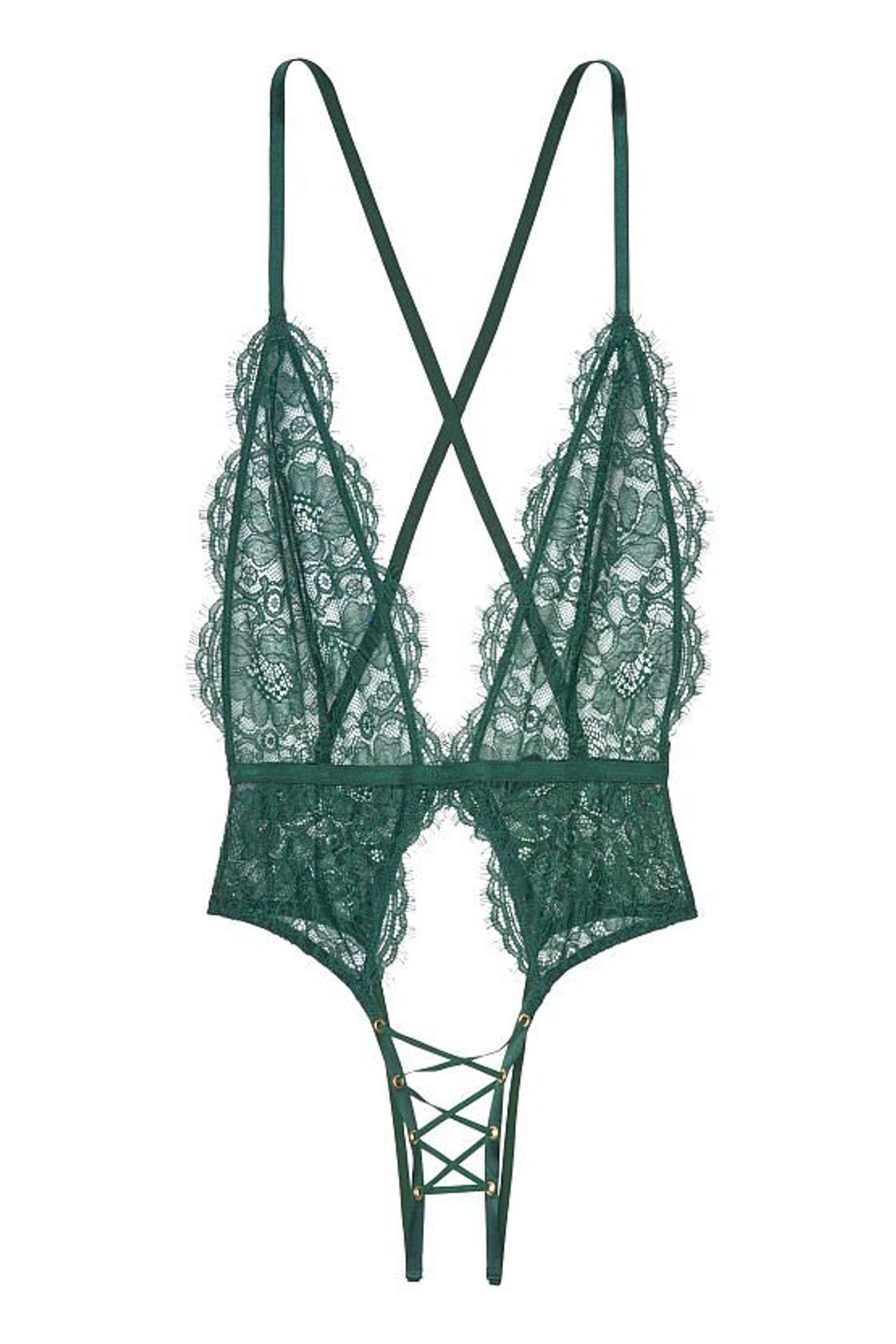 Buy Victoria's Secret Lace Plunge Crotchless Bodysuit from the Victoria ...