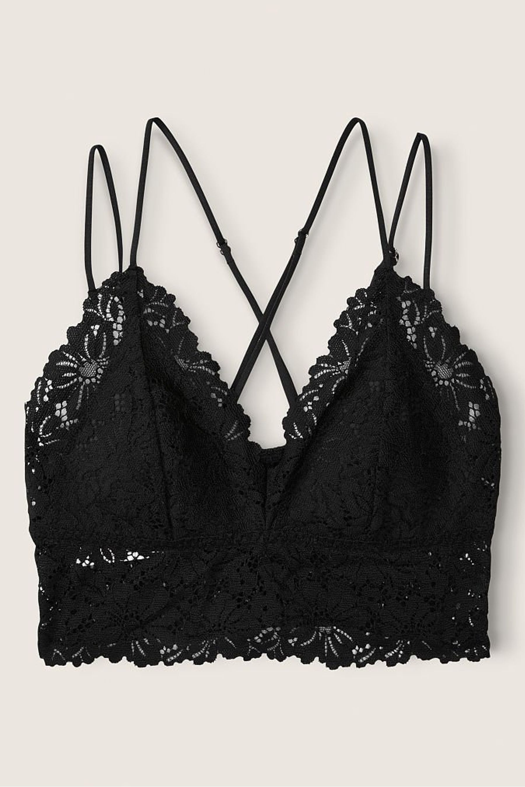 Buy Victoria's Secret PINK Lace Strappy Back Longline Bralette from the ...