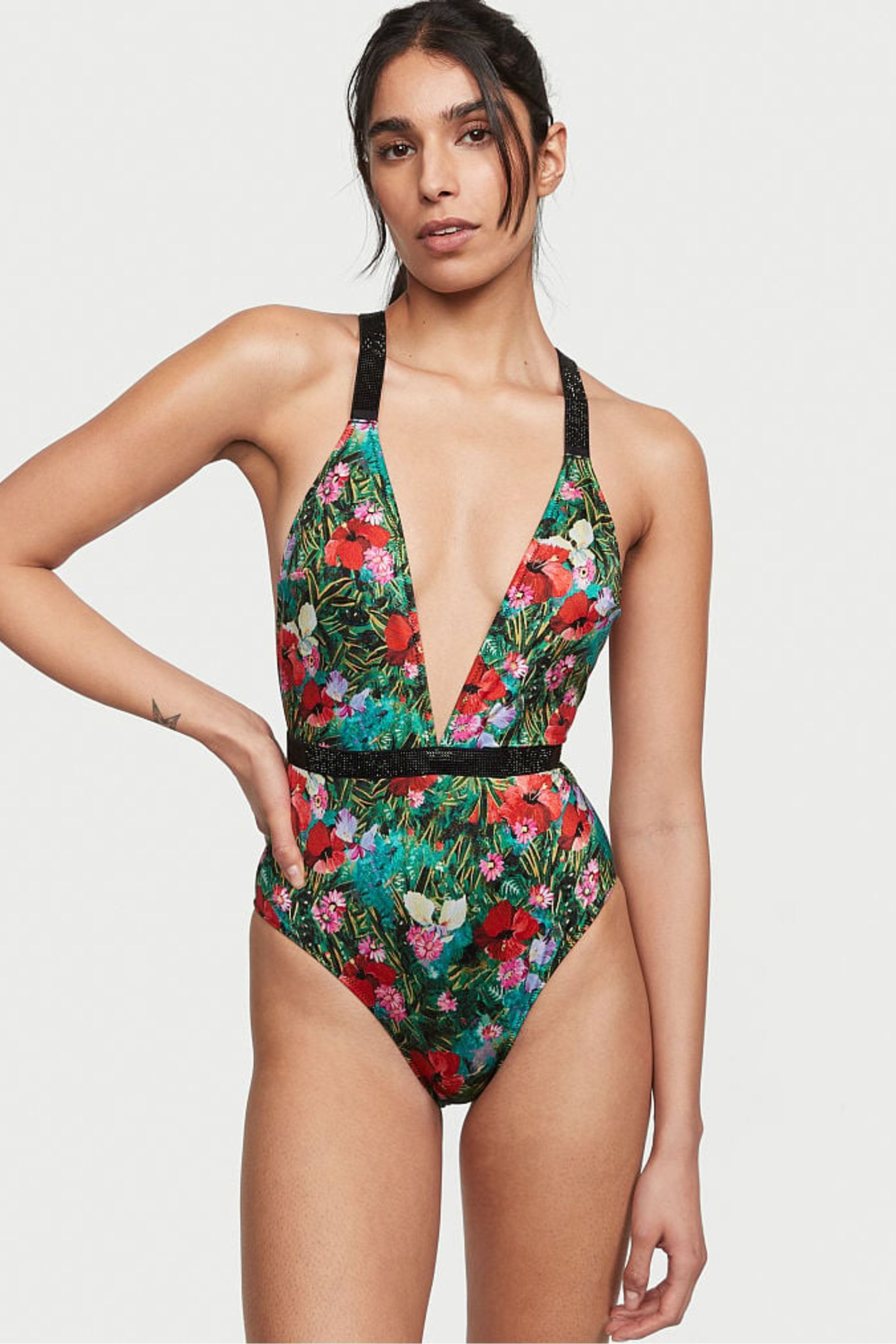 Victoria's Secret Shine Strap Plunge One Piece Swimsuit Victoria's