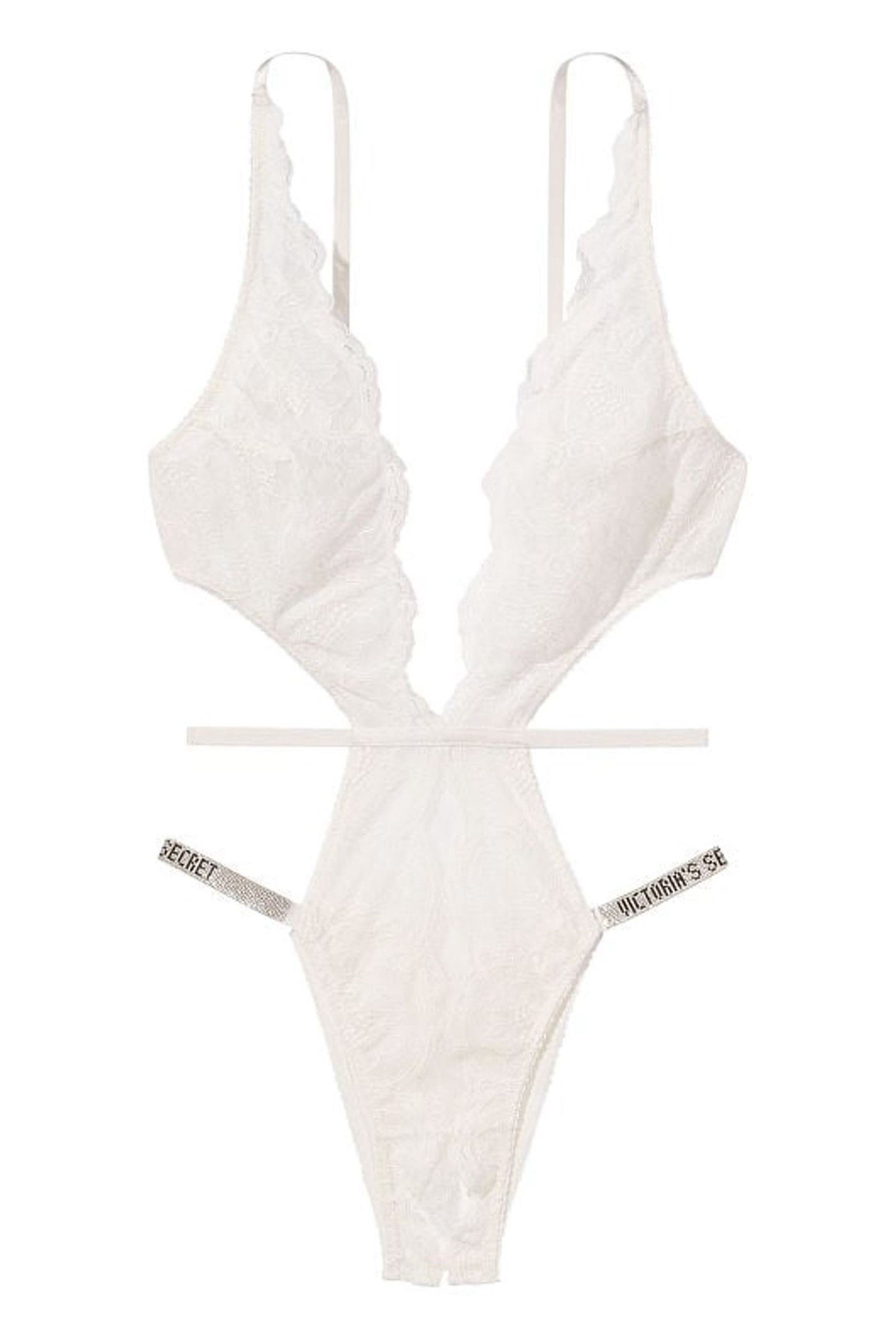 Buy Victoria's Secret Shine Strap Lace Crotchless Bodysuit from the