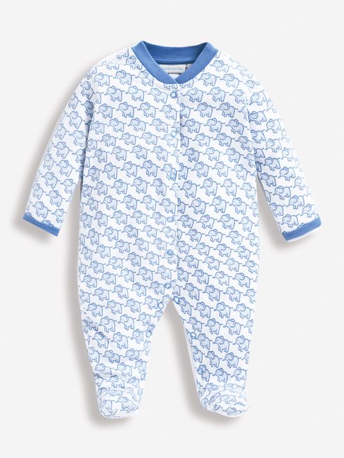 Buy JoJo Maman B b Blue Little Elephant Sleepsuit from the JoJo
