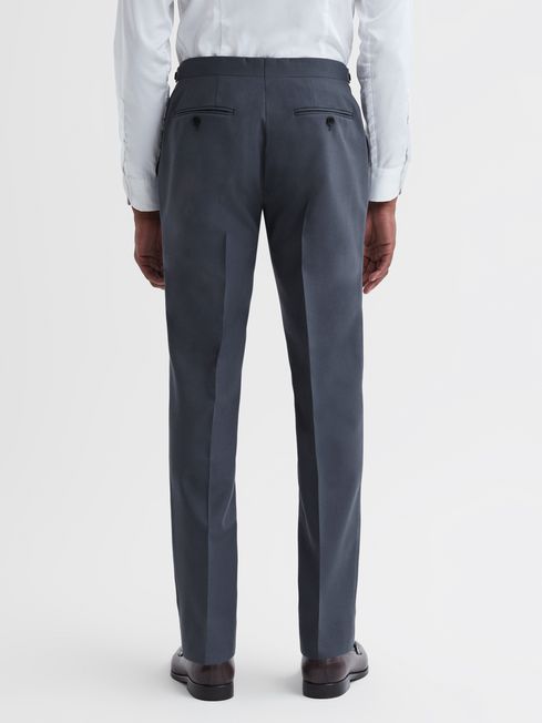 Reiss Airforce Blue Fine Wool Side Adjusters Trousers