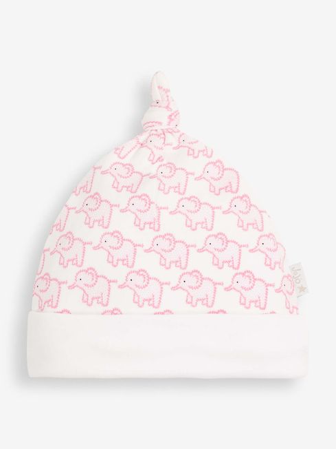 JoJo Maman Bébé Pink Little Elephant Cotton Baby Hat