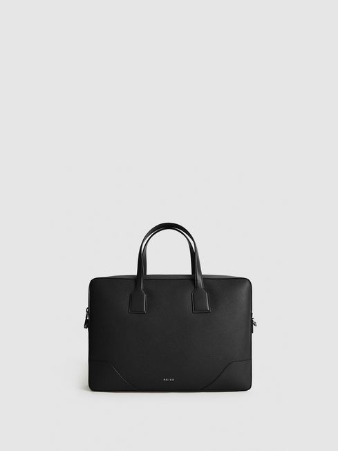Reiss Black Elliott Leather Briefcase