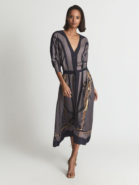 Chain print store midi dress