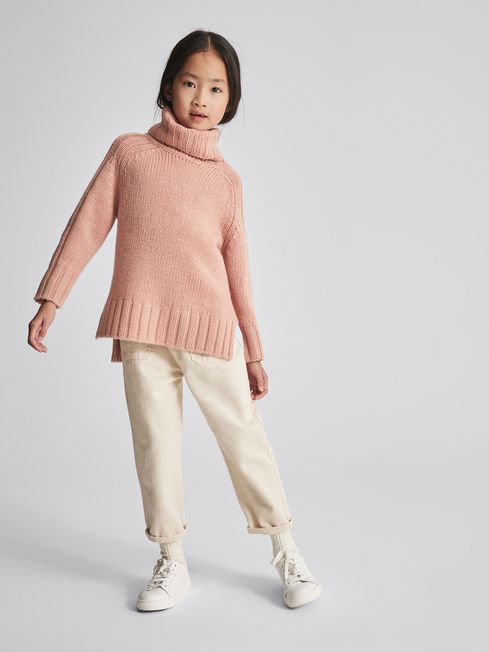 Reiss Pink Stevie Cashmere Mix Roll Neck Jumper